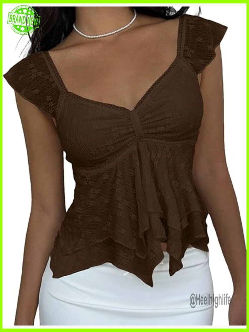 Sleeveless Sheer Lace Peplum Babydoll Crop Tank Top Y2K